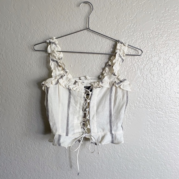 REFORMATION | 100% Linen Striped Crop Top - Picture 2 of 8